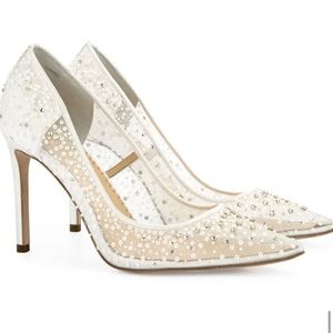 Bella Belle Elsa ivory sequin studded heels